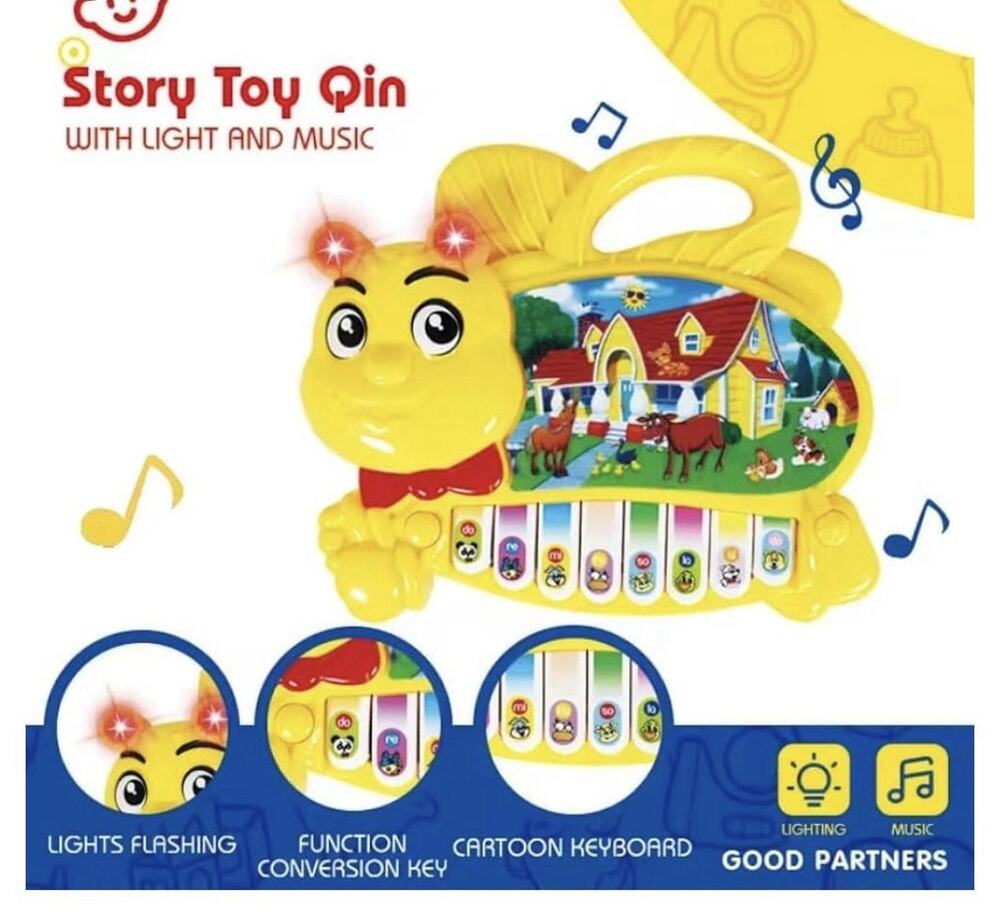 Story Toy Qin Electric Organ Light & Music Animal Piano for Toddlers Interactive